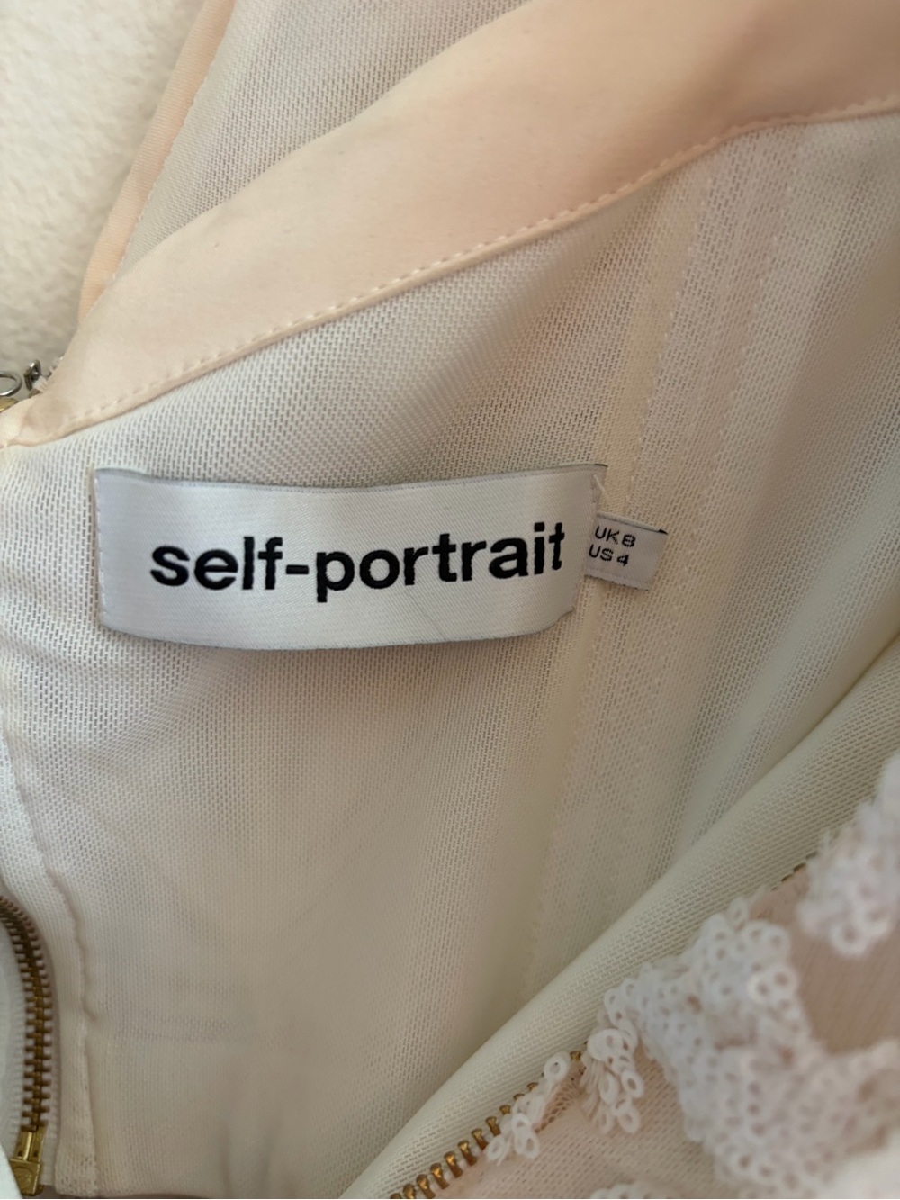 Self-Portrait One-Shoulder Cream Textured Ruffle Mini Dress - Picture 4 of 4